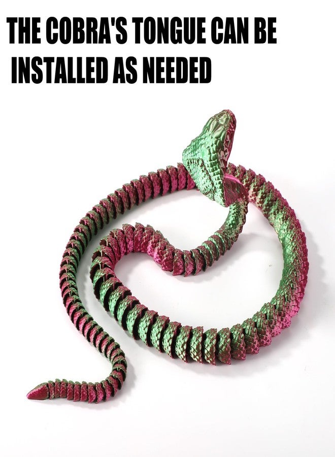 lasuroa ثعبان مطبوع ثلاثي الأبعاد من لاسوروا، ثعبان كوبرا كريستالي ثلاثي الأبعاد بمفاصل مرنة، ديكور منزلي ومكتبي، لعبة مكتبية تنفيذية للكبار والصغار (أحمر، أخضر) - Image 3